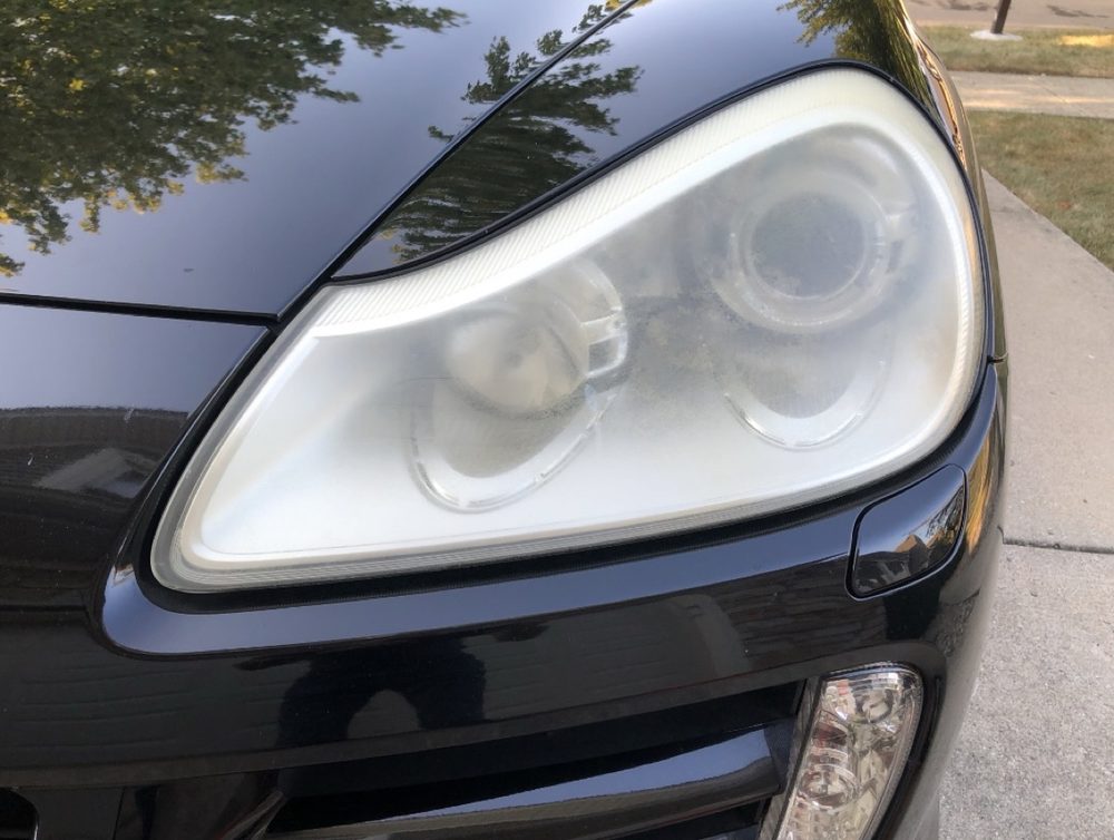 Porsche Cayenne headlight, before restoration