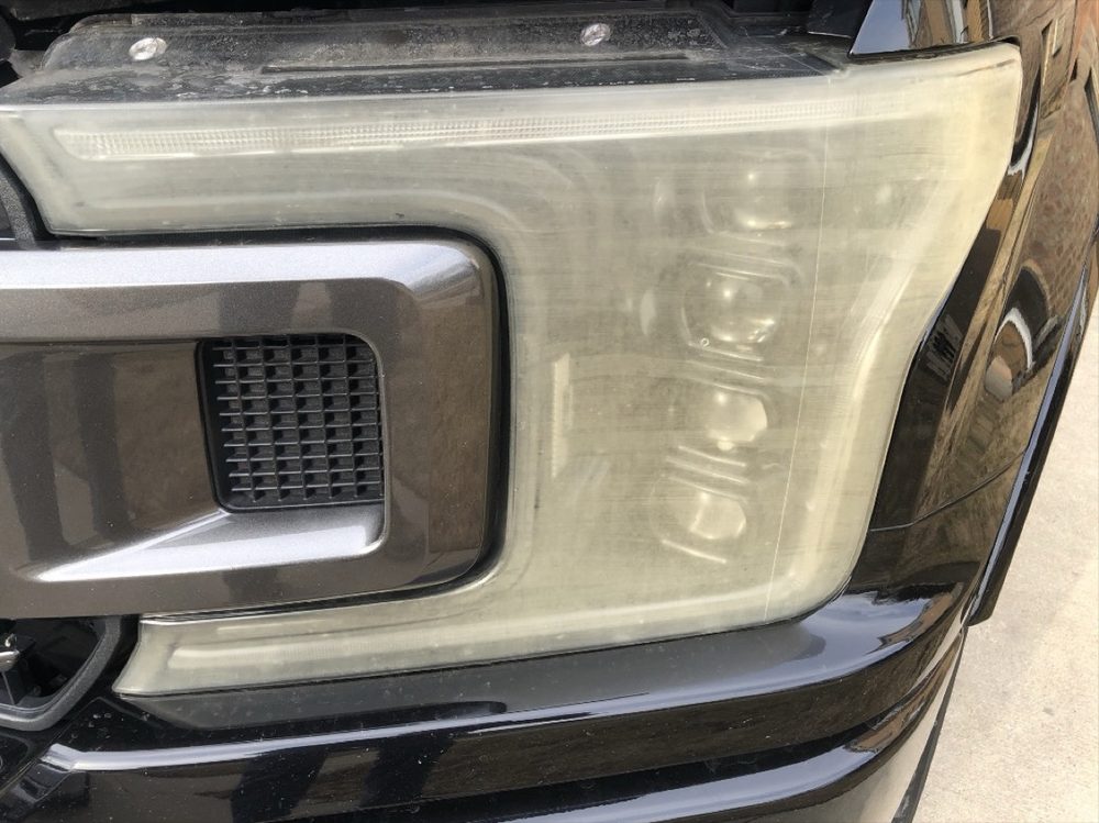 Ford F150 headlight, before restoration