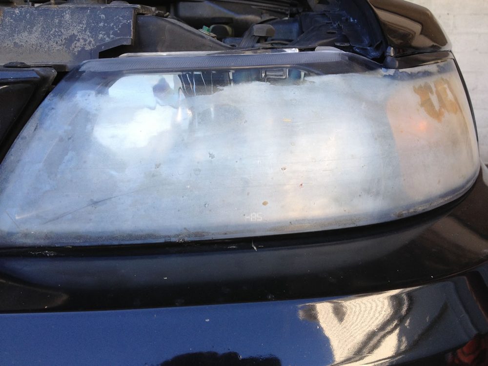 Ford Mustang GT headlight, before restoration